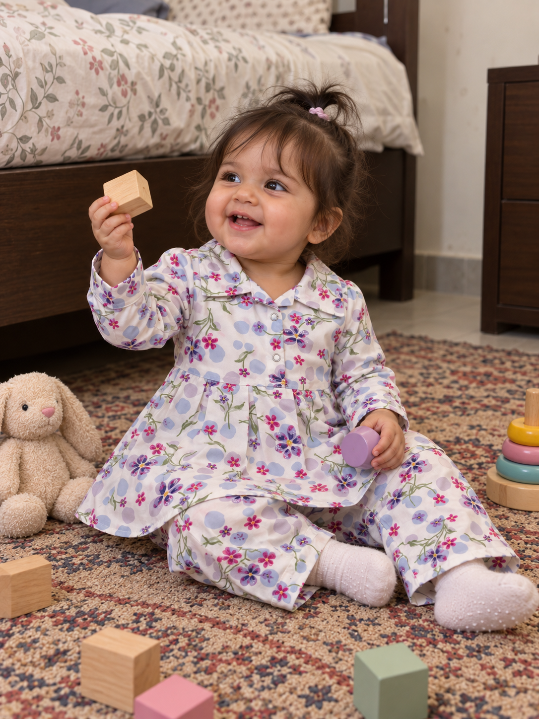 VEXI Girls' Floral Winter Co-ord Set