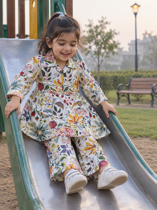 VEXI Girls' Floral Winter Co-ord Set