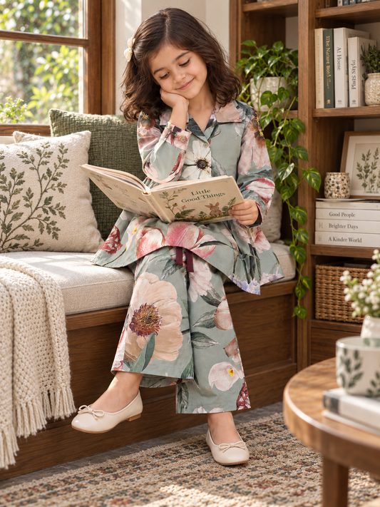 VEXI Girls' Floral Winter Co-ord Set