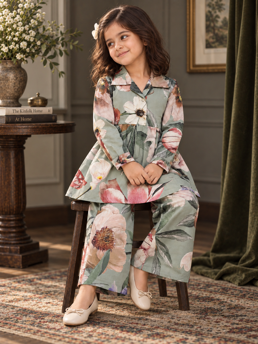 VEXI Girls' Floral Winter Co-ord Set