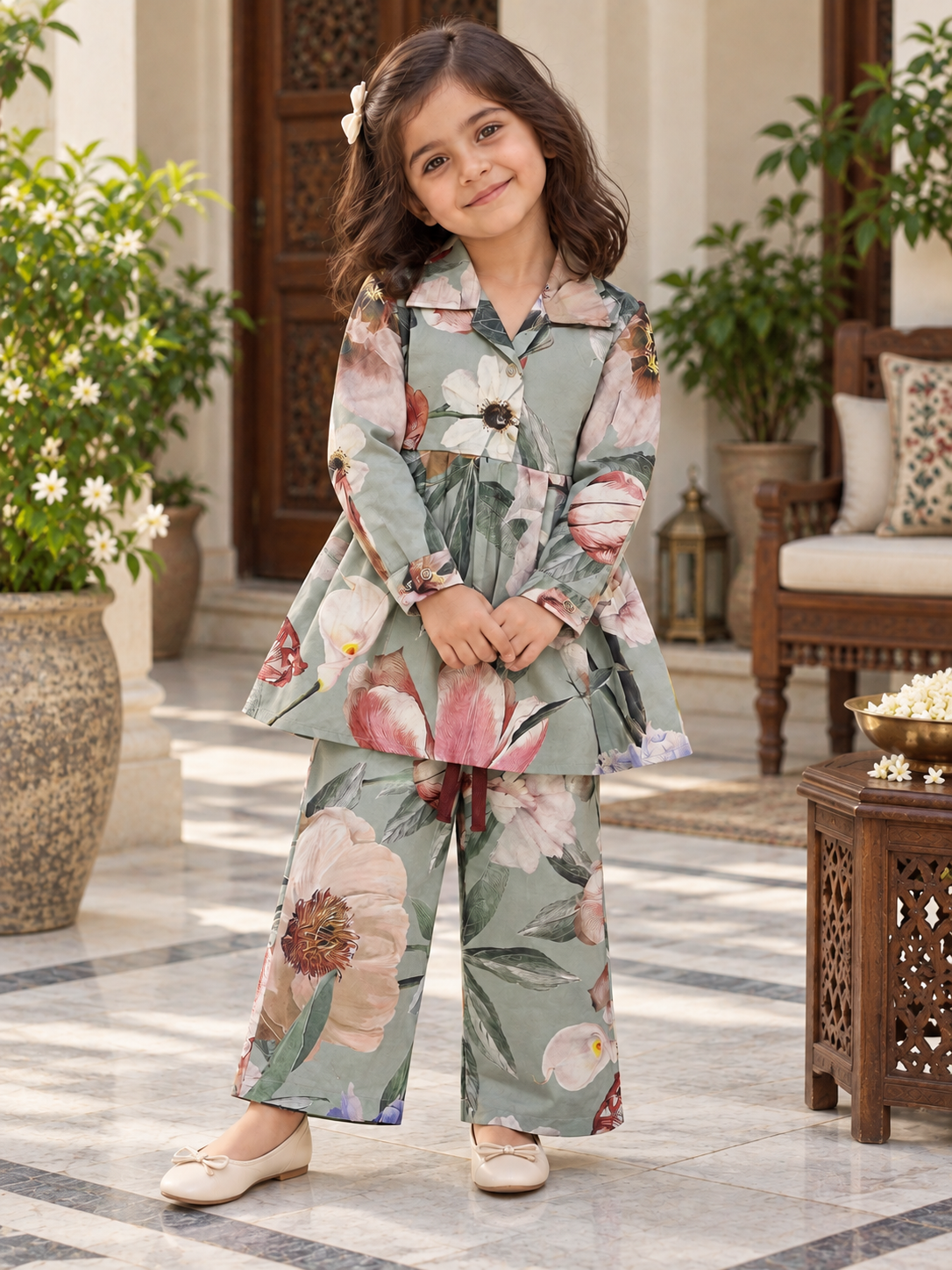 VEXI Girls' Floral Winter Co-ord Set