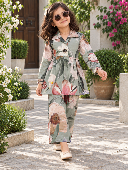 VEXI Girls' Floral Winter Co-ord Set