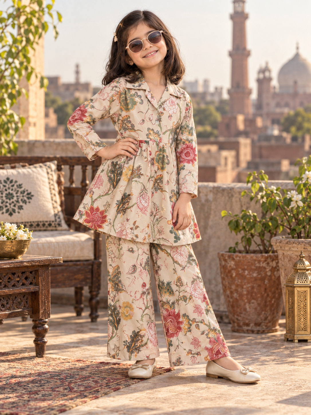 VEXI Girls' Floral Winter Co-ord Set
