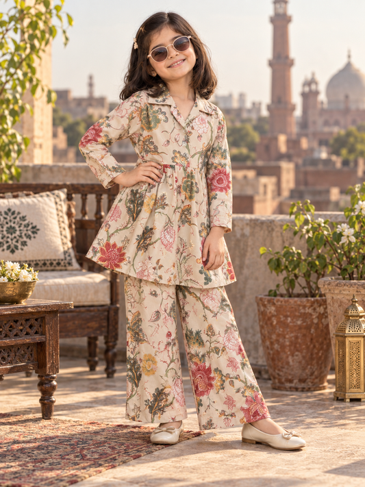 VEXI Girls' Floral Winter Co-ord Set