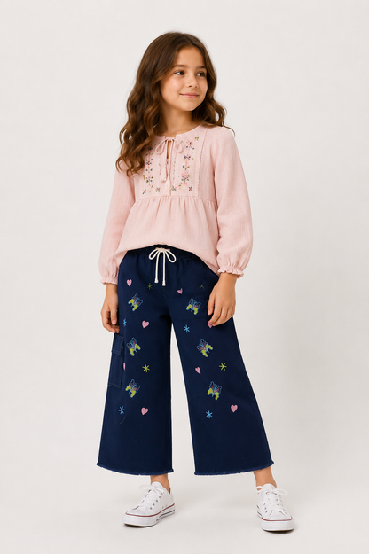 Little Girls Embroidered Jeans Pant