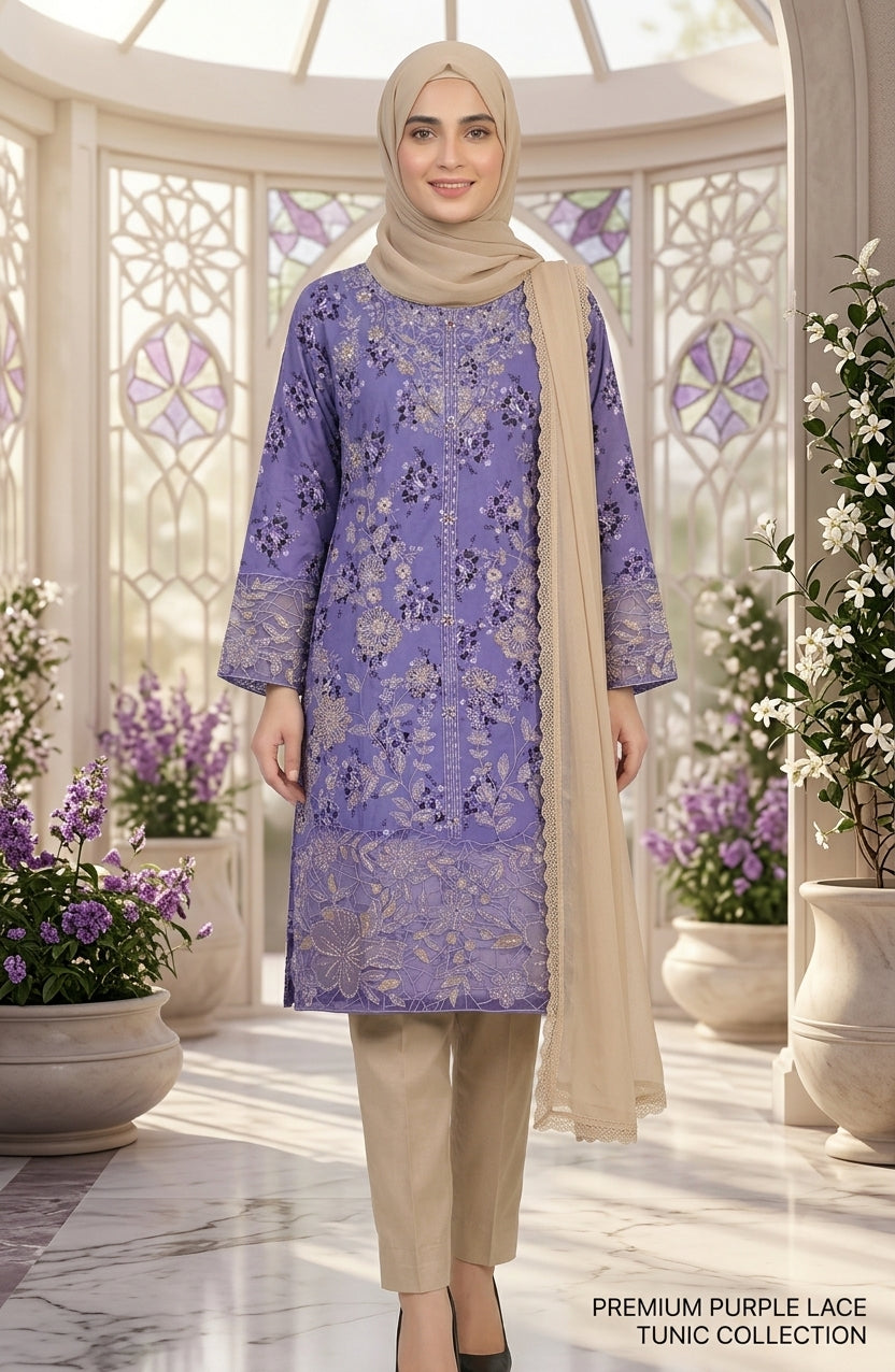 Lavender Floral Embroidered Shirt