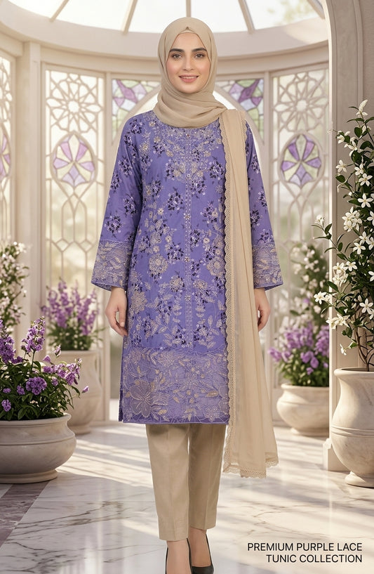 Lavender Floral Embroidered Shirt