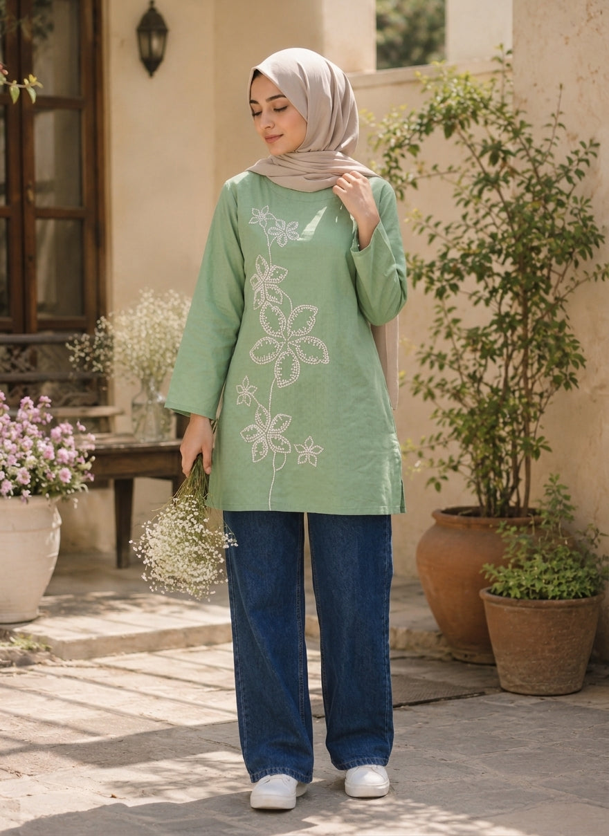 Women Embroidered Short Kurti