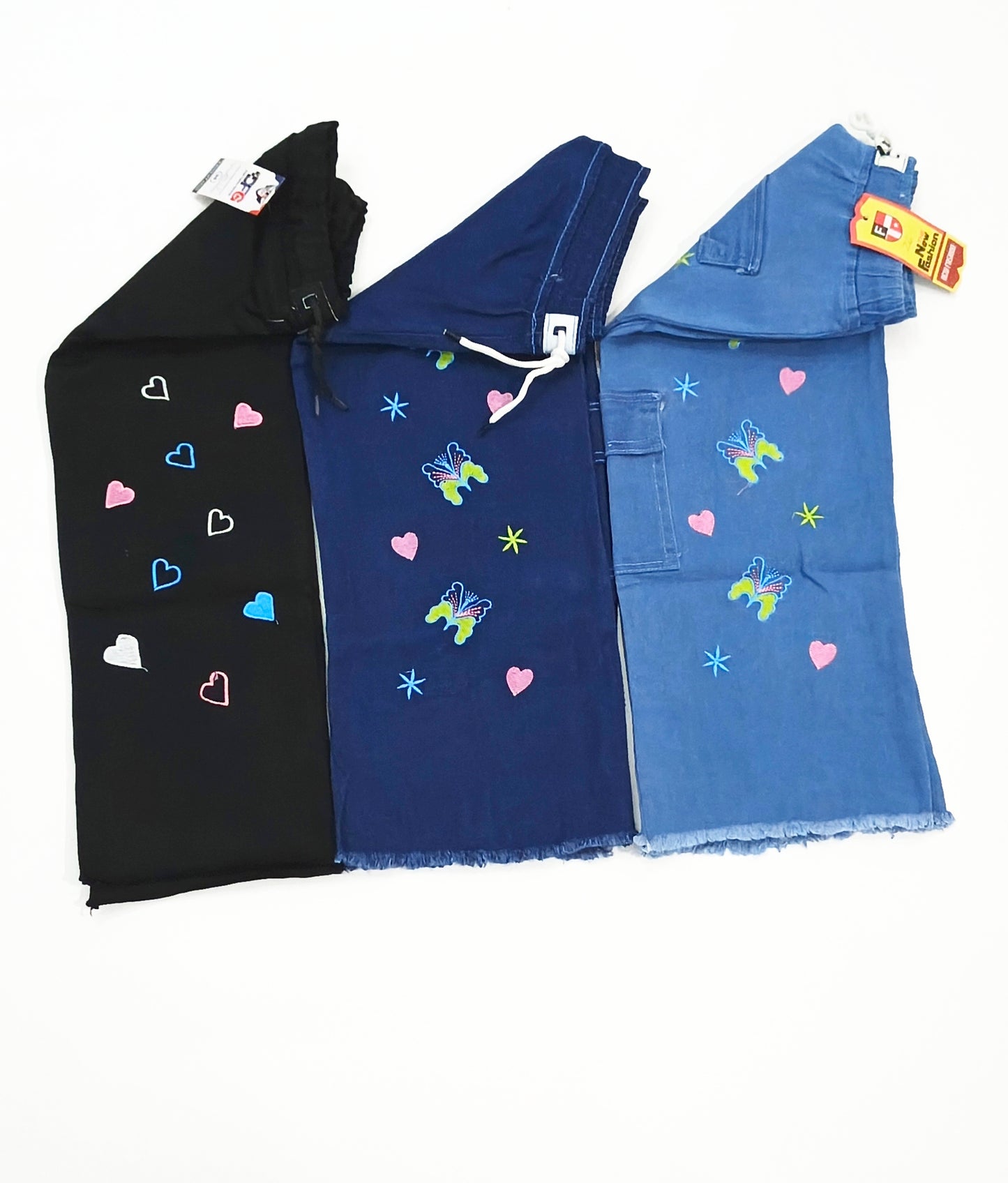 Kids Embroidered Wide-Leg Jeans