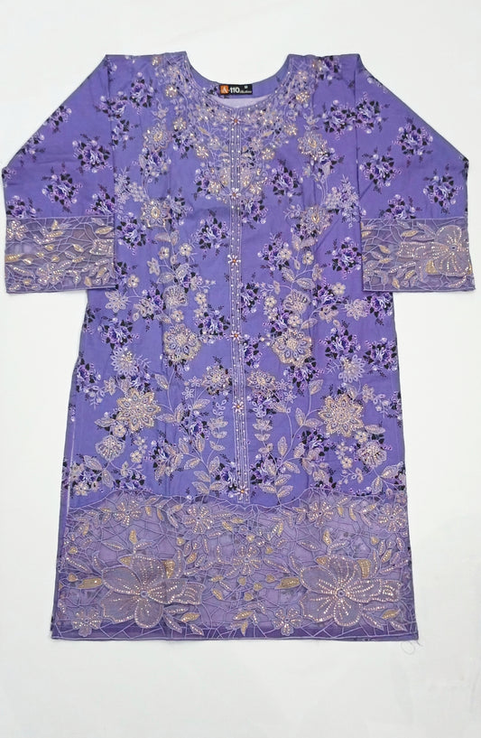 Lavender Floral Embroidered Shirt
