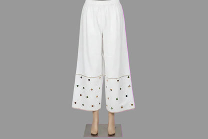 White Sheesha Shalwar – Traditional Wide-Leg Style