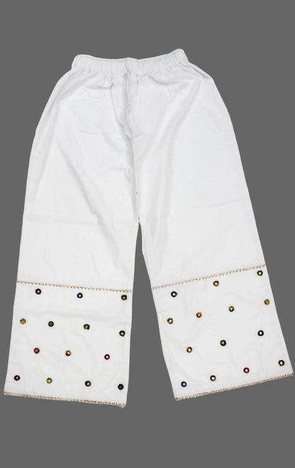 White Sheesha Shalwar – Traditional Wide-Leg Style