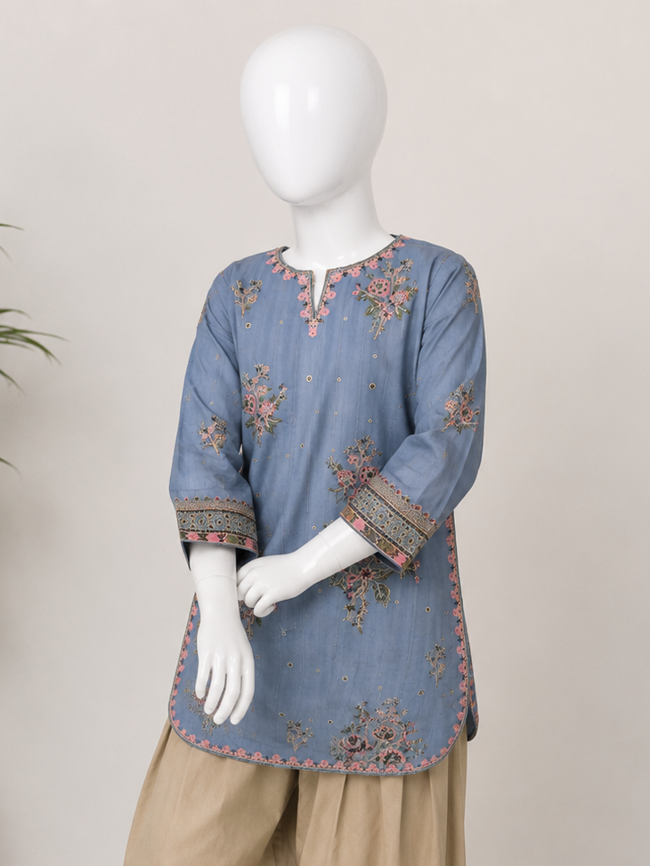 Floral Embroidered Short Shirt