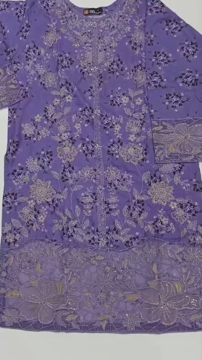 Lavender Floral Embroidered Shirt